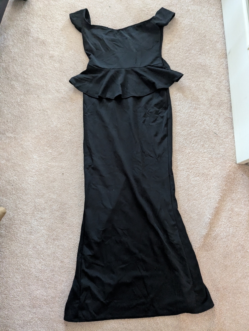 Prom Black Tie Off Shoulder Peplum Gown Stretchy Wedding